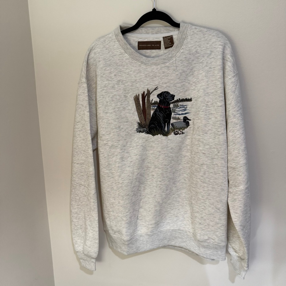 Vintage 90s Woodland Trail NWT Black Lab Duck Hunting Embroidered Crewneck L
